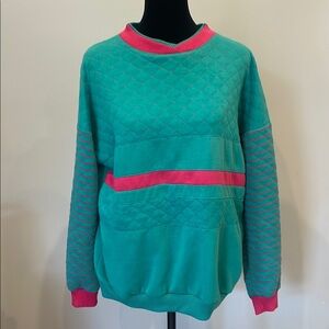 Teal and Pink Women's Sweatshirt vintage